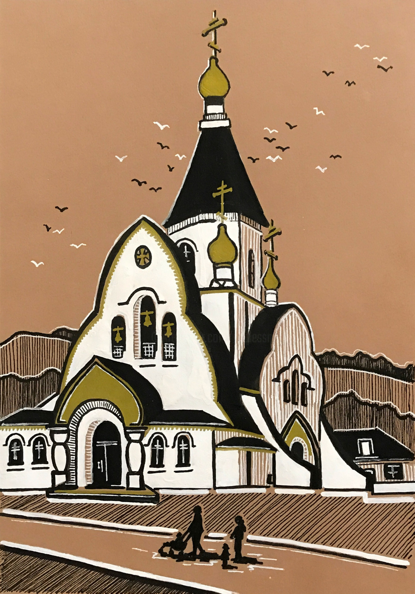 Монастырь рисунок