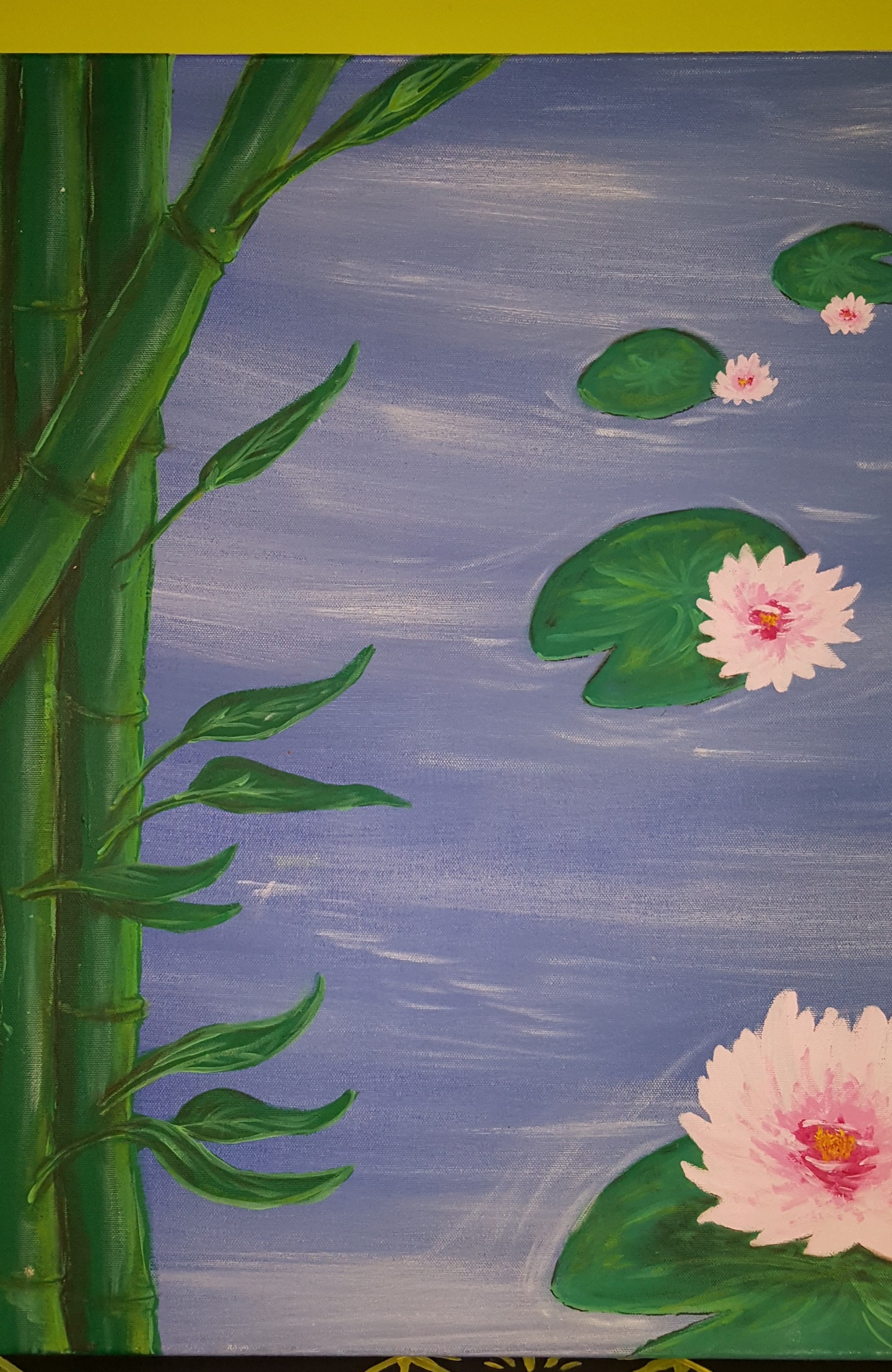 Bambou Zen Lotus Painting By Eric Mejean Artmajeur