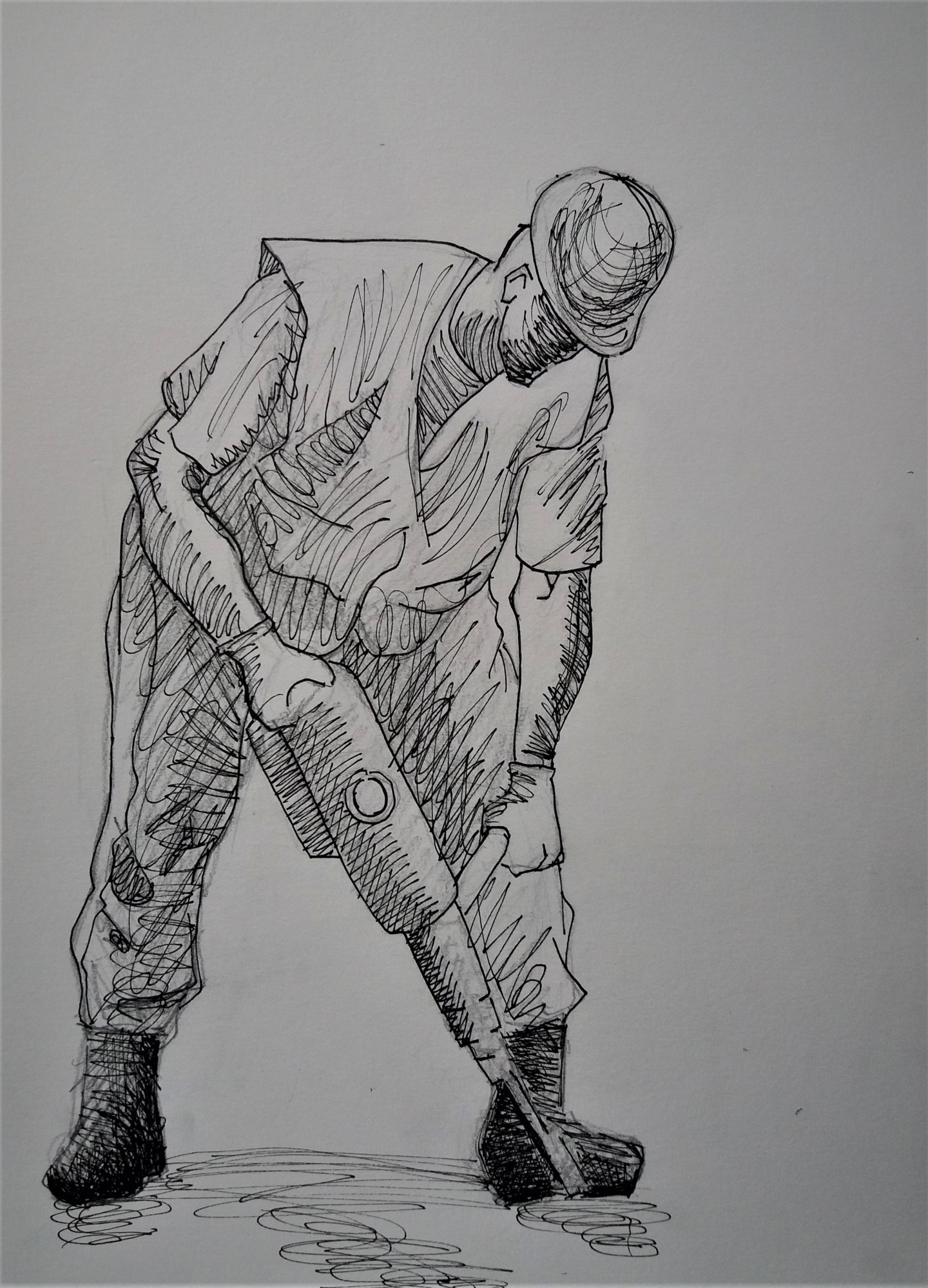 Obrero, Drawing by Felipe Santiago | Artmajeur