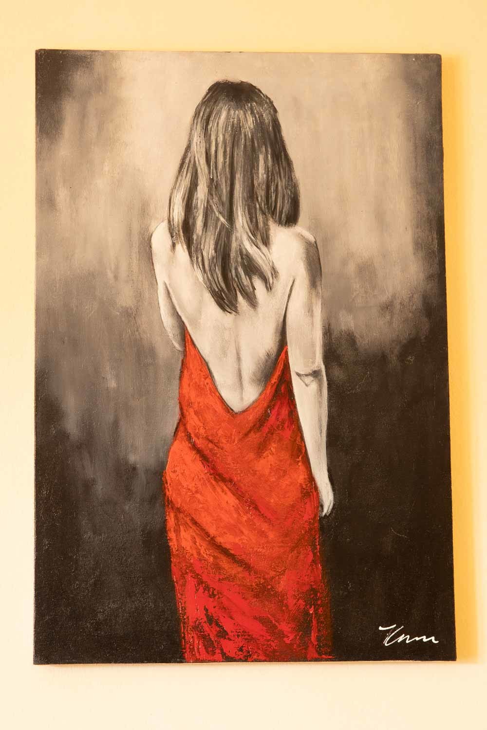 Woman In Red Dress Painting On Canvas Catherine Painting By Filip Petrovic Artmajeur