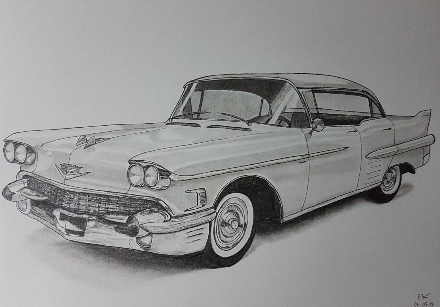 Cadillac Sedan 1958, Dessin par Flavio Granito Artmajeur