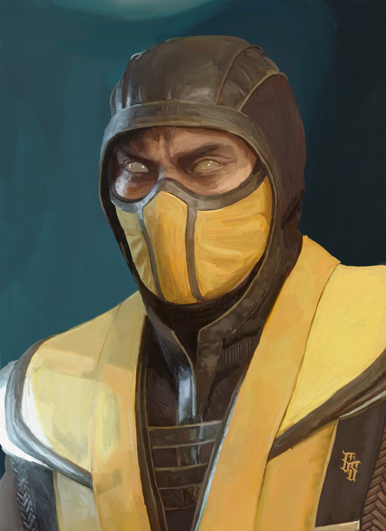 Hanzo Hasashi (Scorpion)- Mortal Kombat, Painting by Dennis Graysham |  Artmajeur