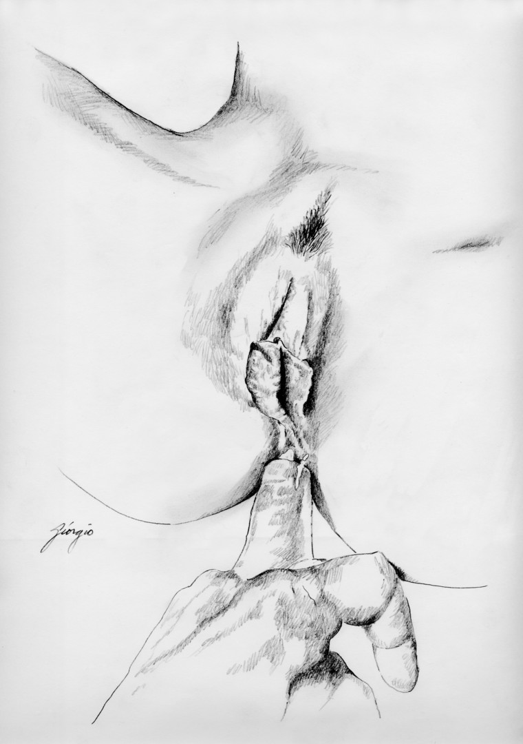 Danny Fingers Kara's Anus, Drawing by Giorgio Verona Artmajeur.