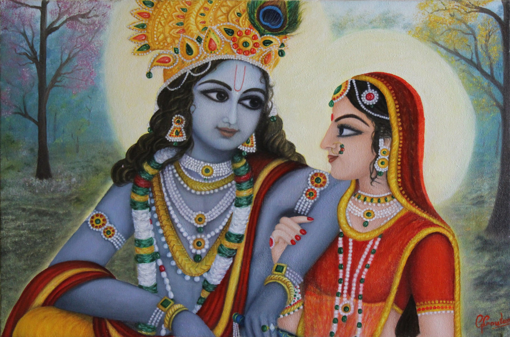 Radha Krishna Oil Painting Painting by Goutami Mishra Artmajeur