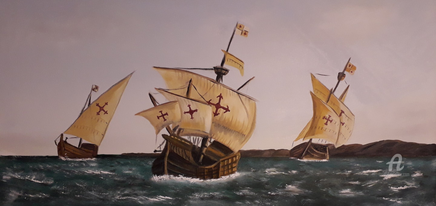 L Armada De Christophe Colomb Painting By Harris Aurigan Alias Artmajeur