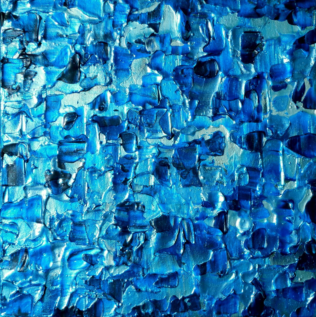 Mosaic Tile Painting Blue Abstract Paint, Painting by Holly Anderson
