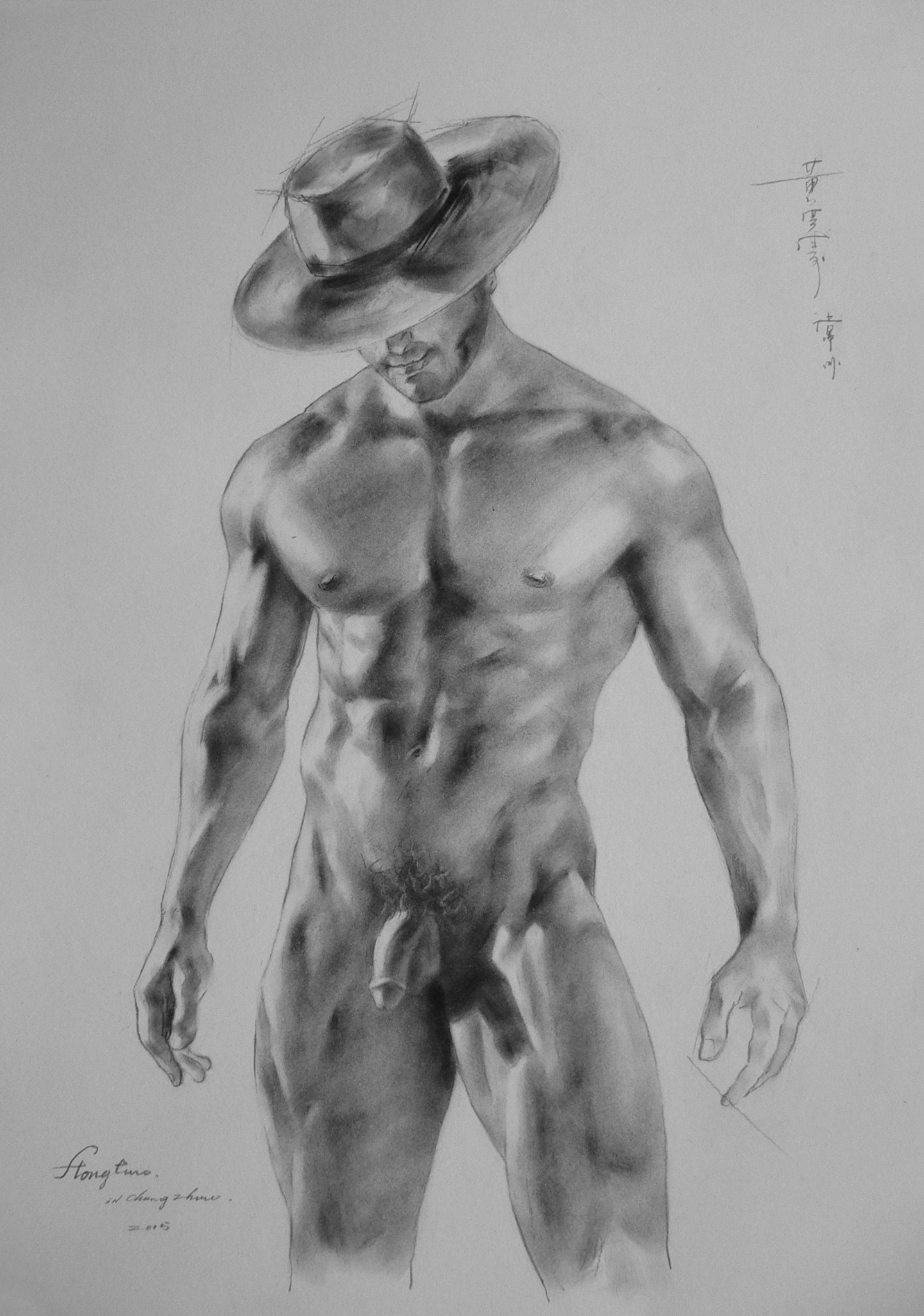 Рисунок, original art, hongtao, drawing, male nude, gay art, erotic, body a...