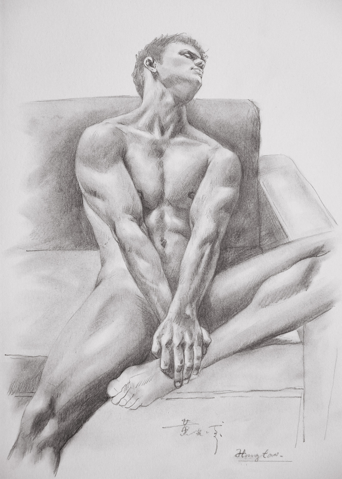 Original Drawing Male Nude Gay Interest, Drawing by Hongtao Huang Artmajeur...