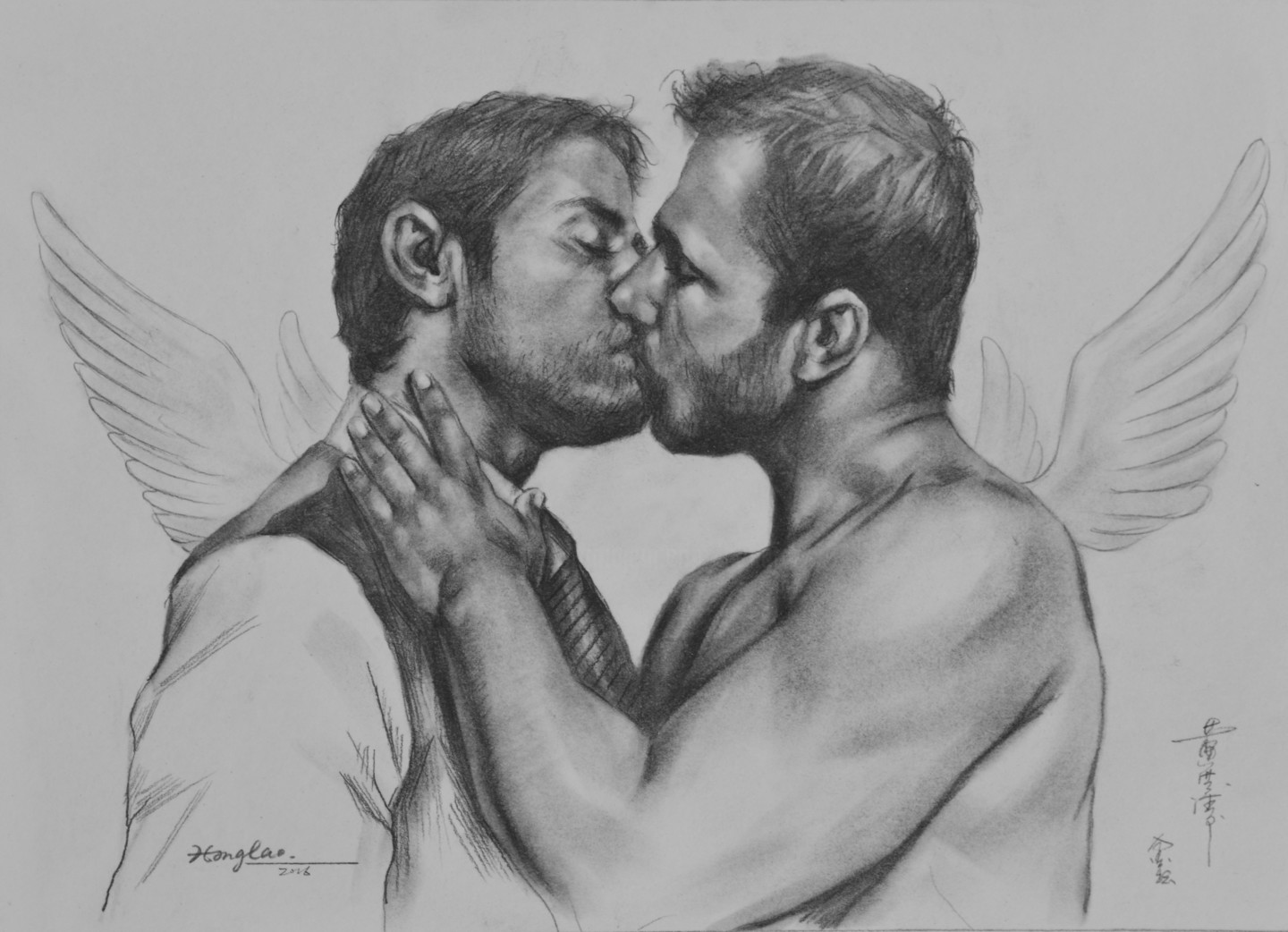 Drawing Pencil Angel Of Kiss Drawing By Hongtao Huang Artmajeur