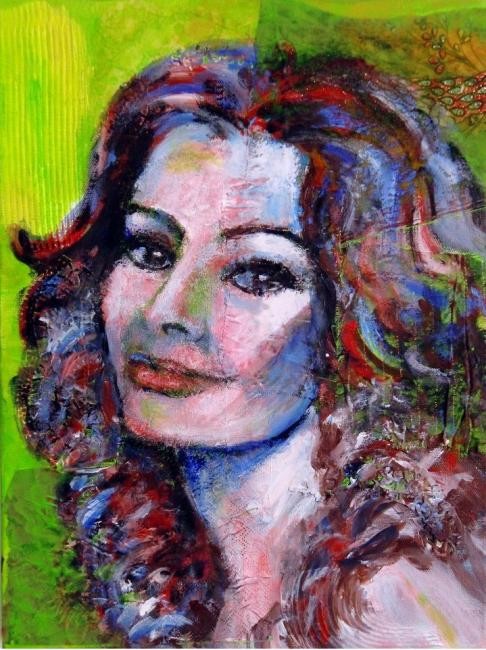 Sophia Loren, Painting by Ann-Charlotte Hultberg | Artmajeur