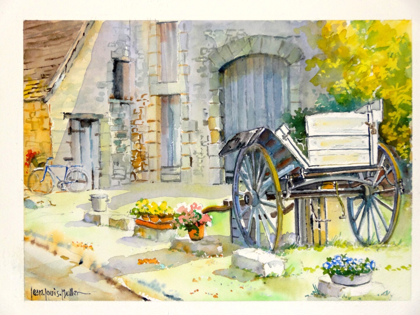 La Charrette De Saint Cirq Painting By Jean Louis Muller Artmajeur