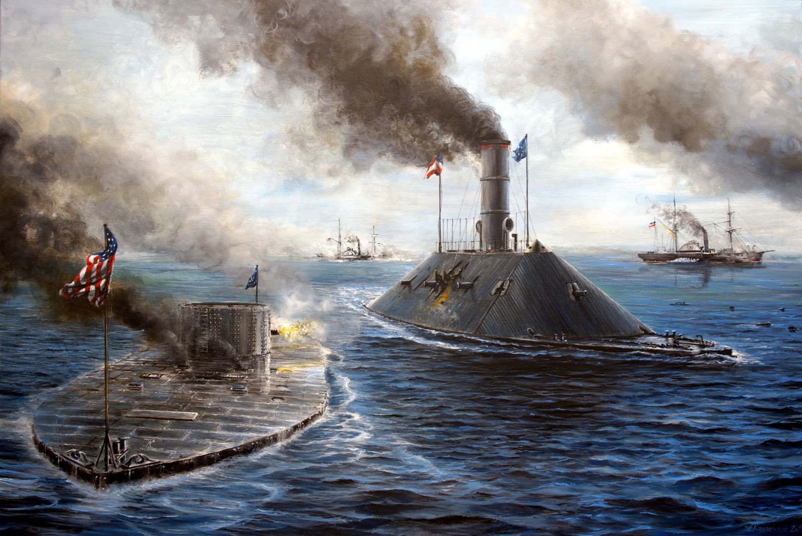 Uss Monitor Vs Css Virginia, Painting by Łukasz Kasperczyk Artmajeur