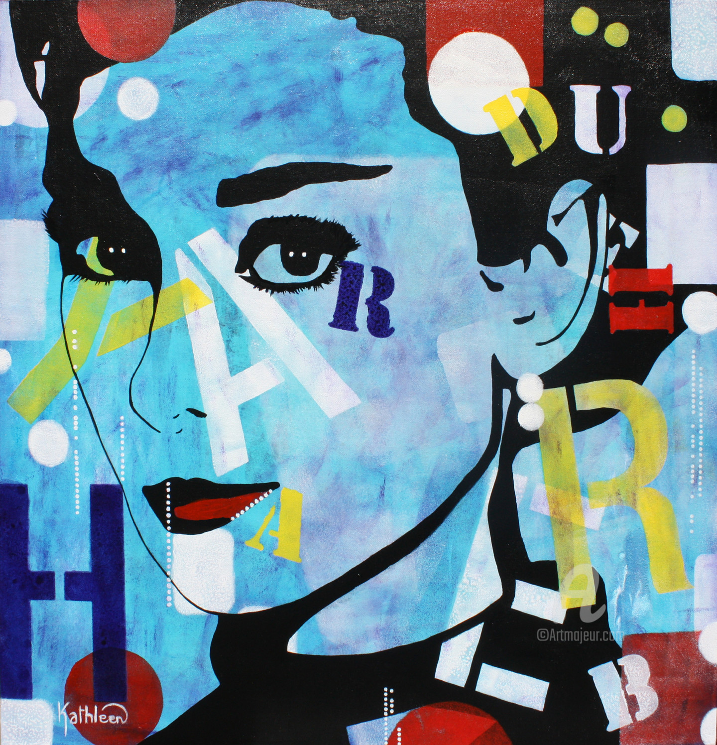 Audrey Hepburn, Original Pop Art, Vintag, Painting Kathleen Artist | Artmajeur