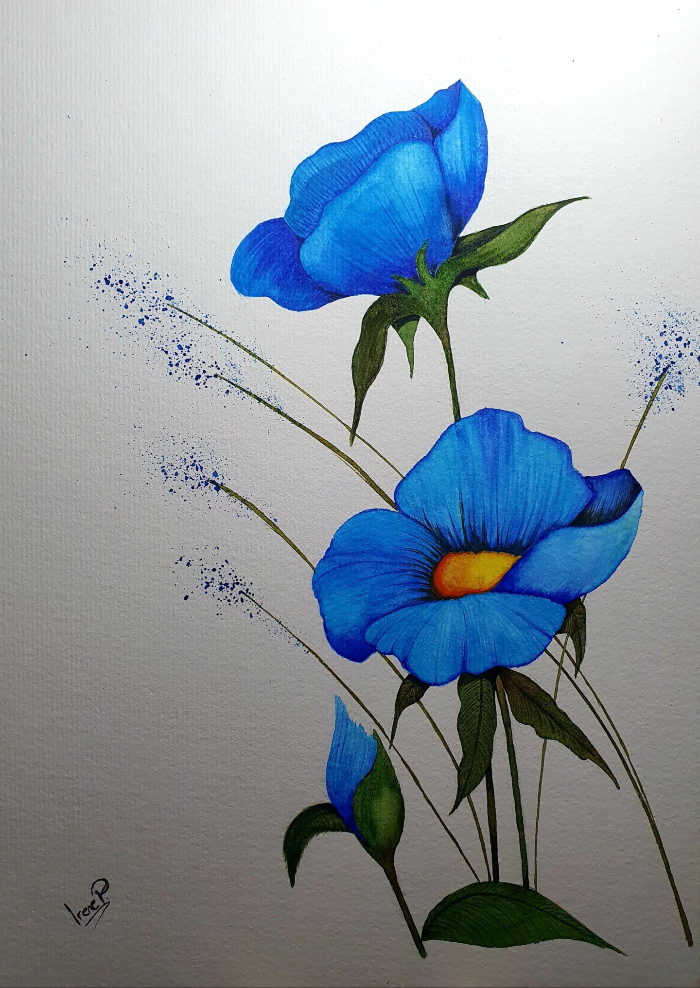 Flores Azules, Painting by Irene Pestana Eliche | Artmajeur