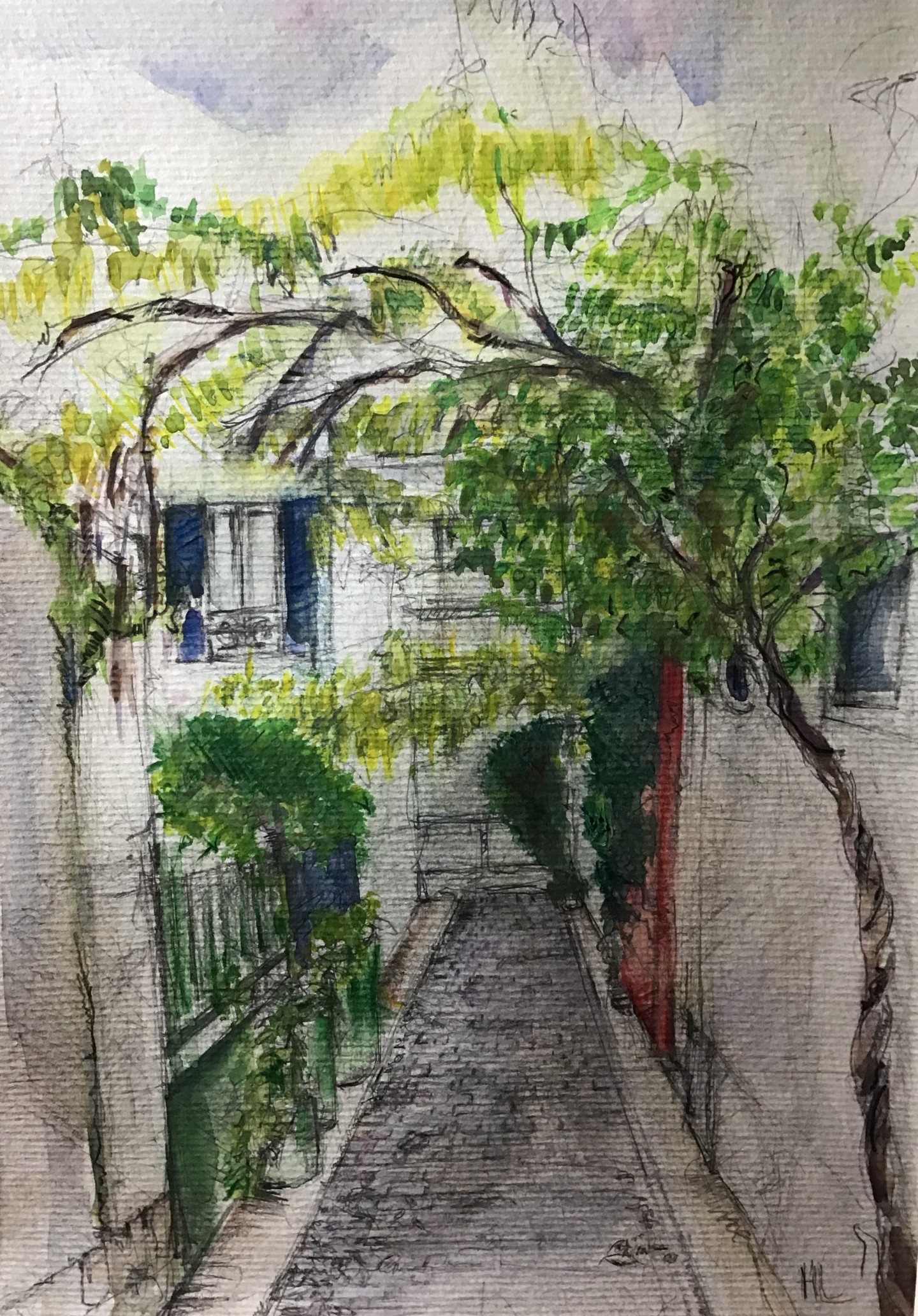 Une Ruelle A Paris Dessin Par Hasna Lemaitre Artmajeur