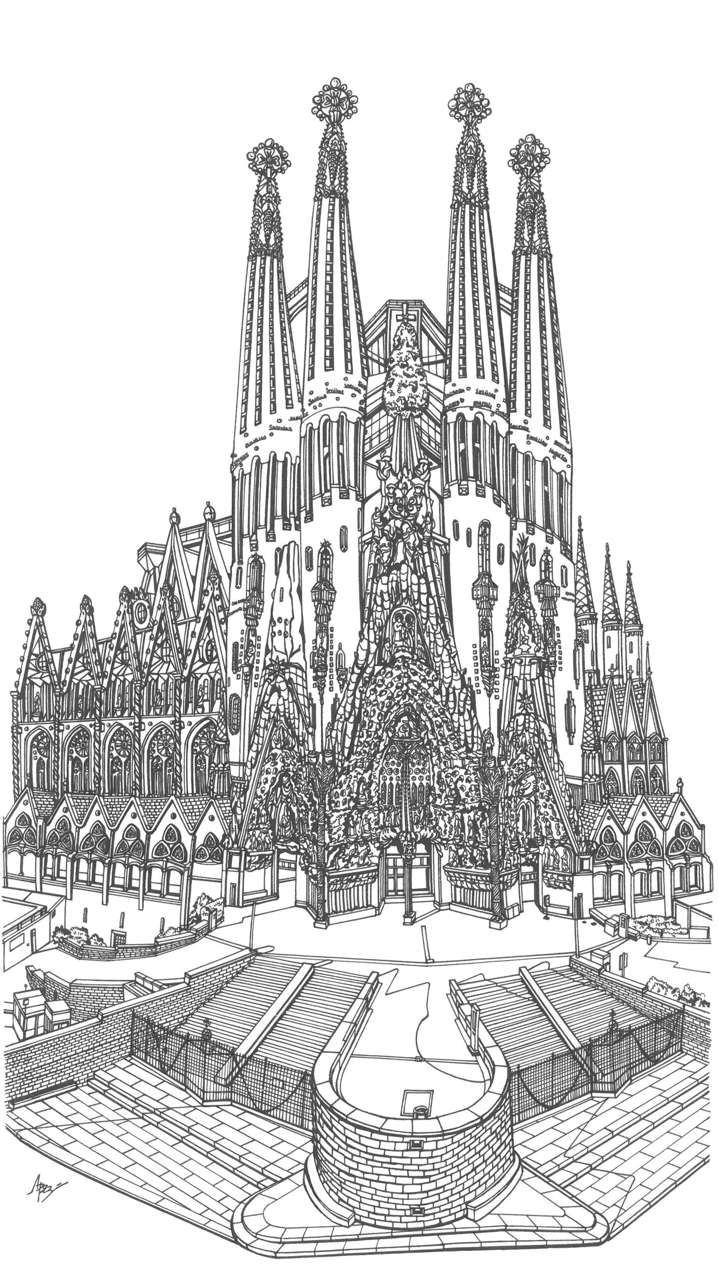 Sagrada Familia Barcelona, Dessin par Lera Ryazanceva | Artmajeur