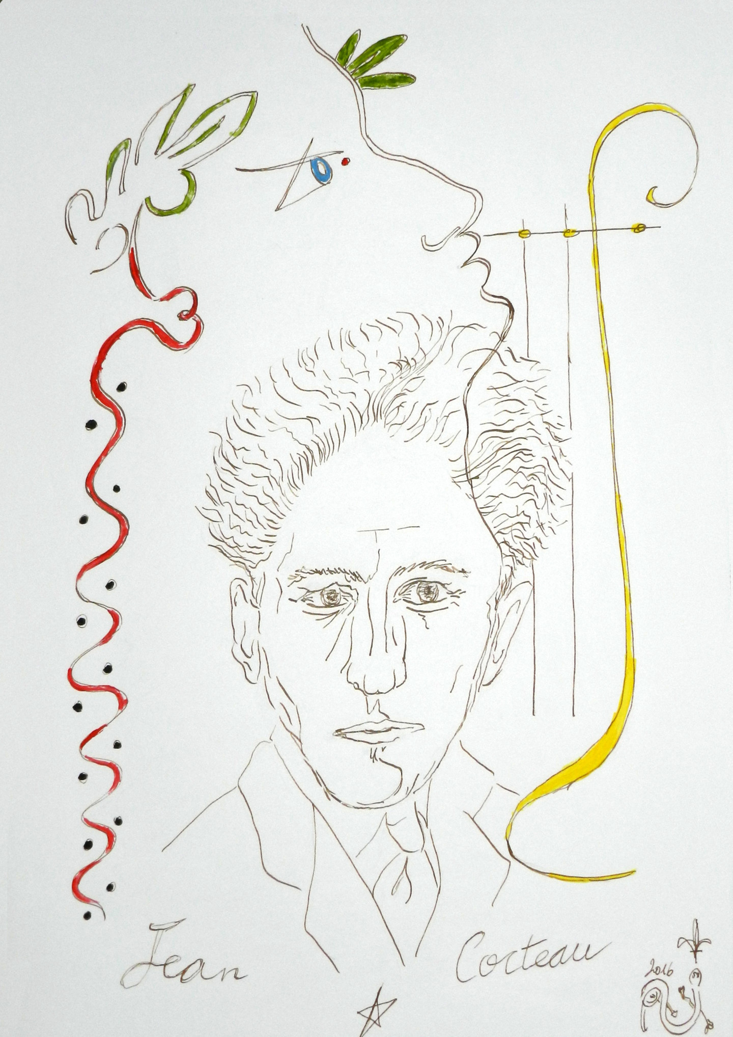 Jean Cocteau : dessin d'Anubis - Autographes et manuscrits rares