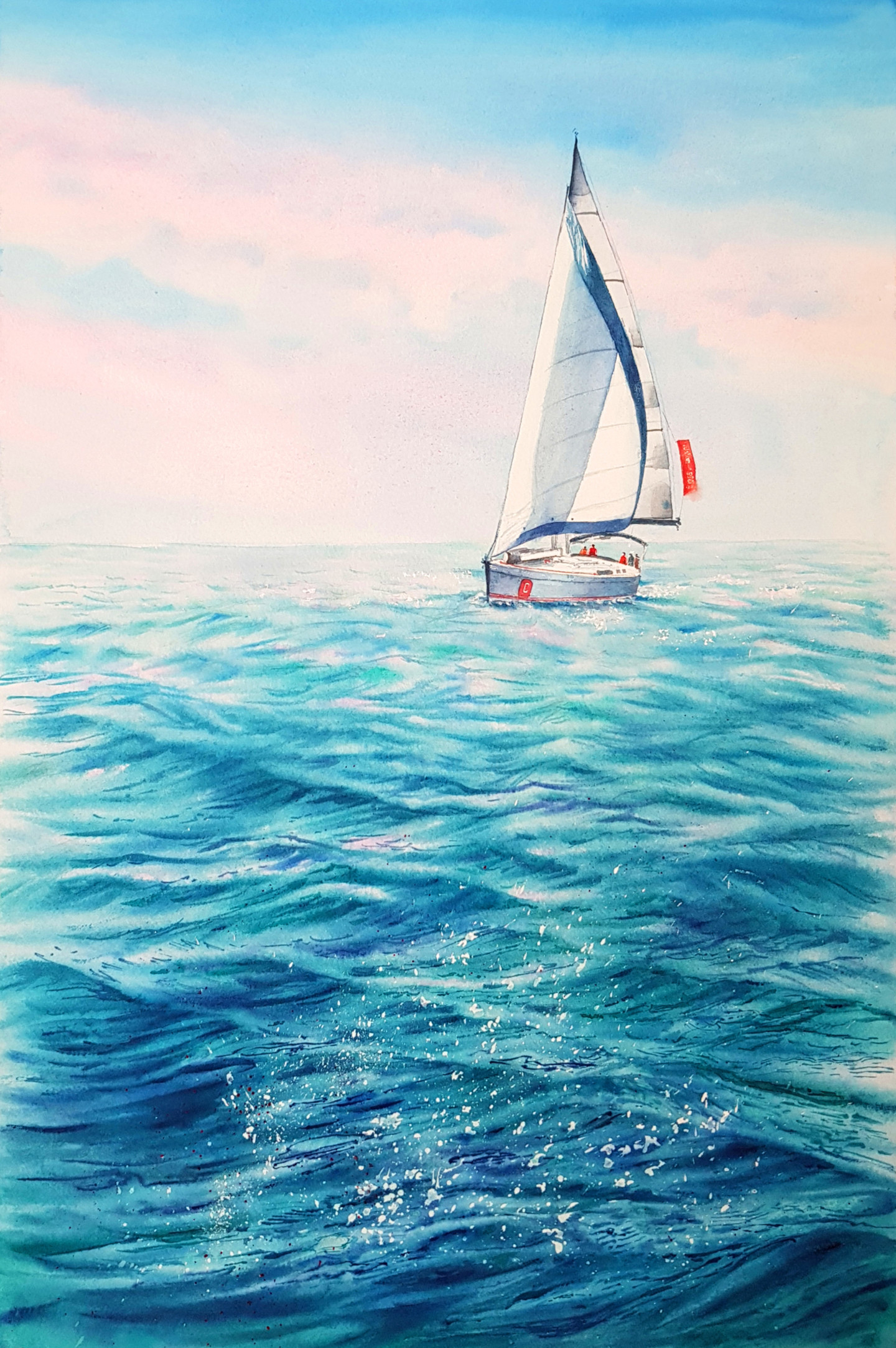 Яхта на море рисунок