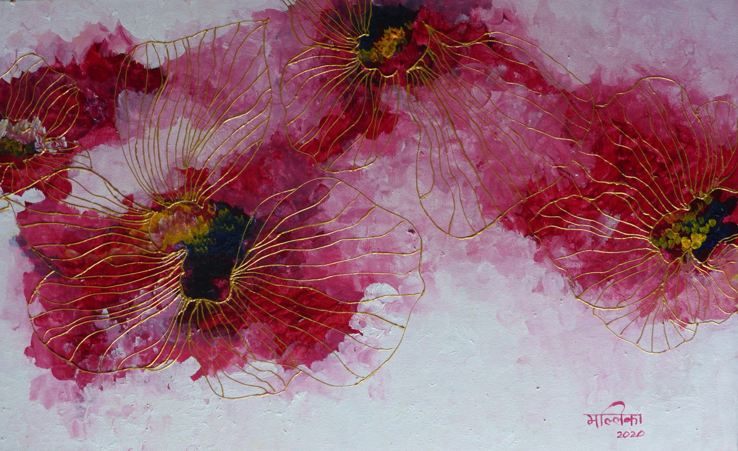 Blooming Flowers Abstract Painting By Mallika Seth Artmajeur