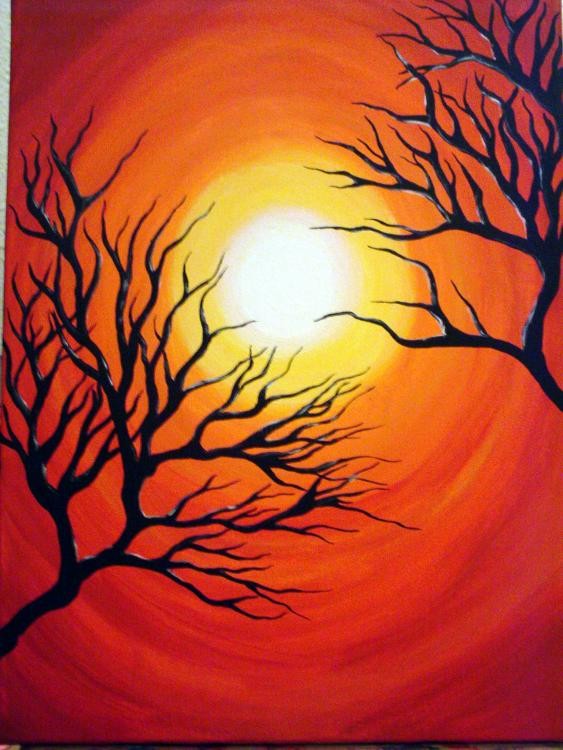 Orange Sunset, Painting by Marianna K  Artmajeur