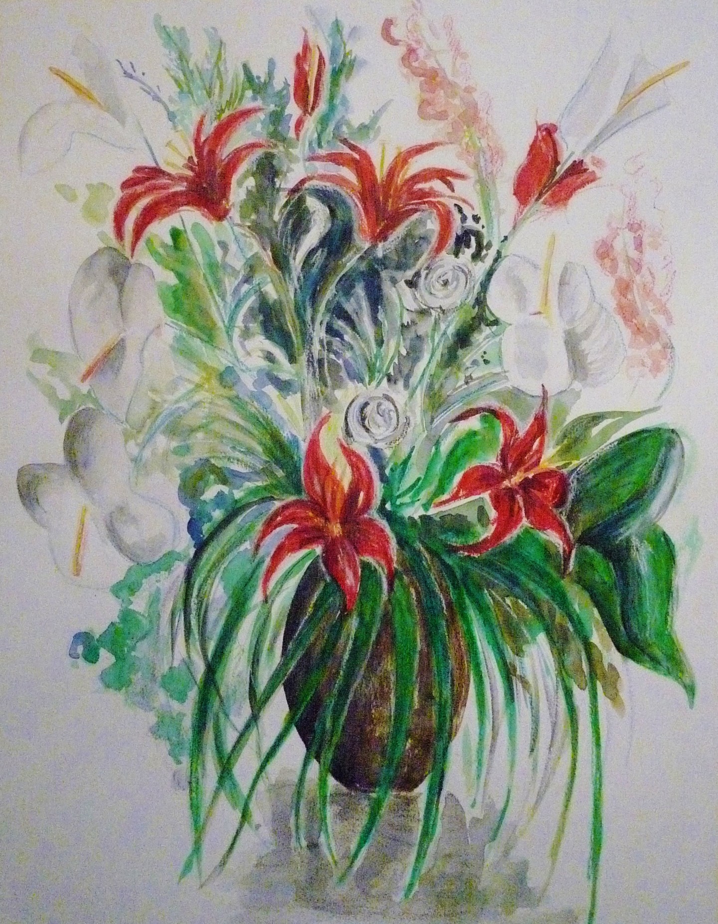 Bouquet De Fleurs Anthurium, Painting by Marion Carralero | Artmajeur