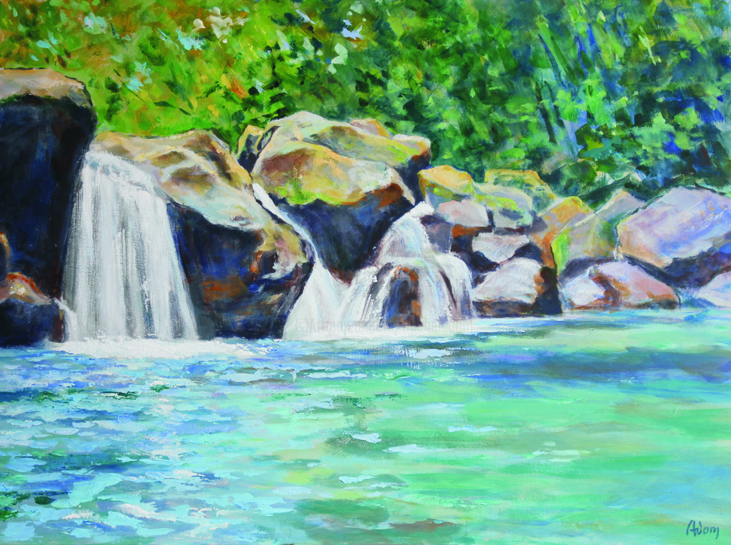 Cascade En Guadeloupe Peinture Par Michel Adam Artmajeur