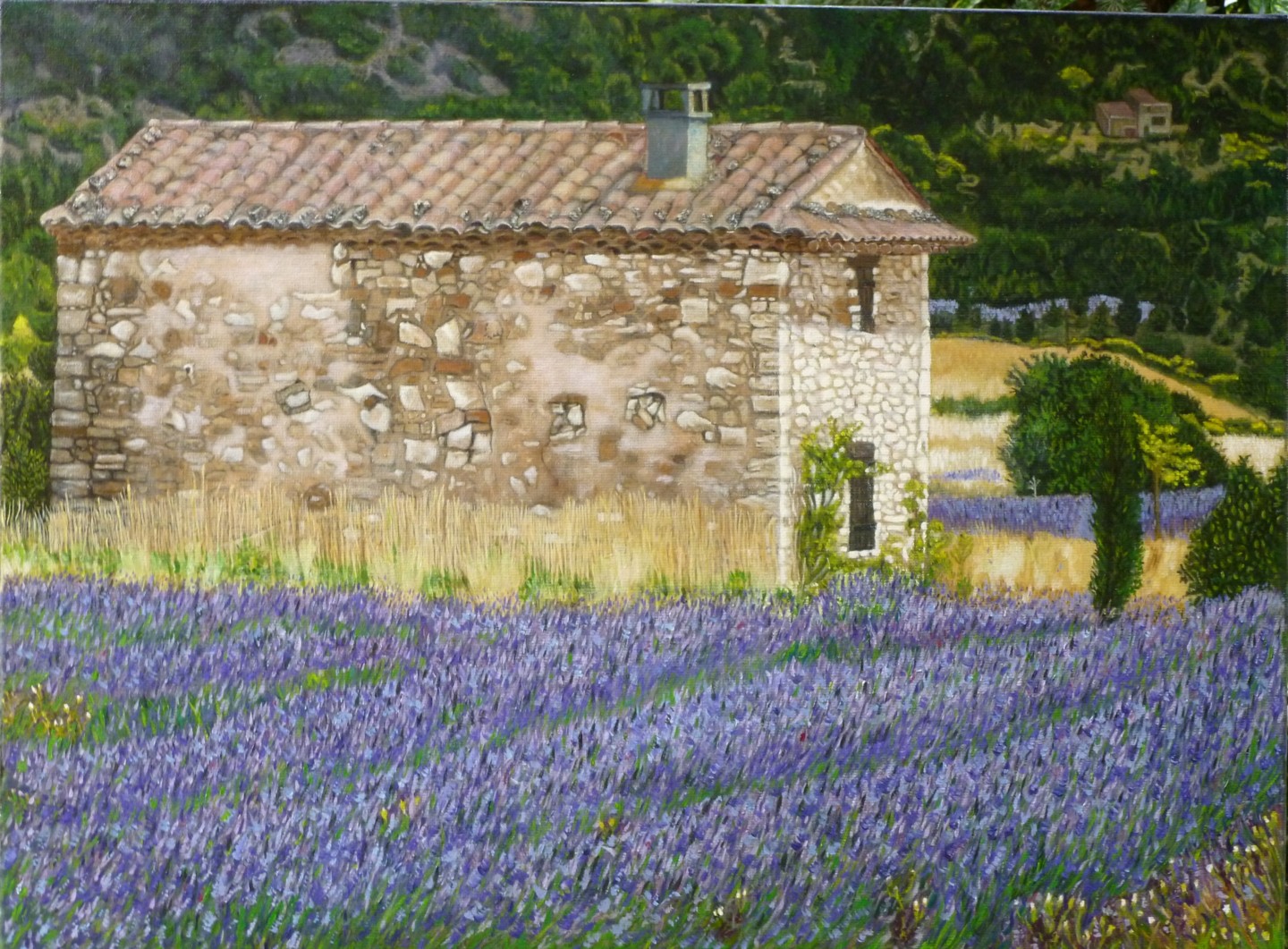 Paysage De Provence Huile Sur Toile Painting By Micheline Hanrard