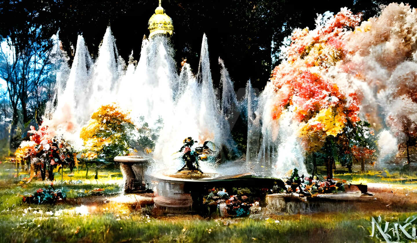 Beautiful Fountain In The Park, Digital Arts by Mina Nakamura Artmajeur