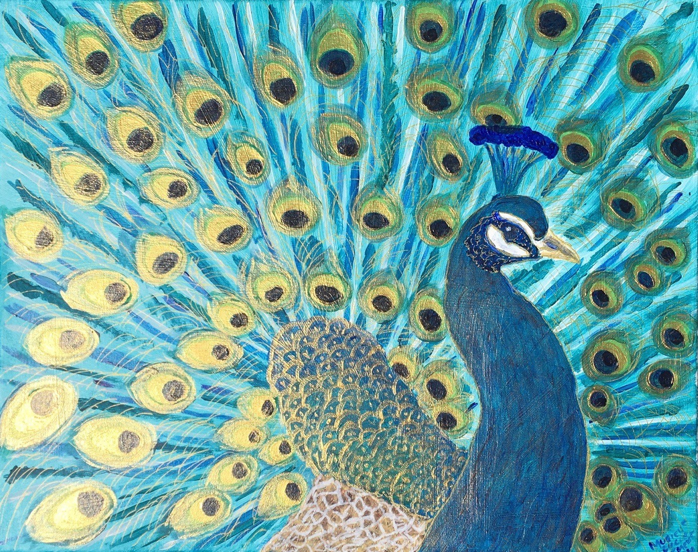 Paon Roue 3 Painting By Murielle Lucie Clement Artmajeur