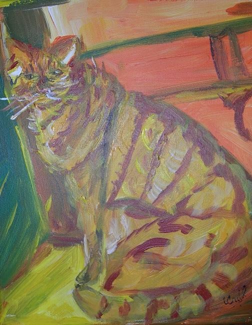 Le Chat Assis Peinture Par Nadine Fernandez Artmajeur