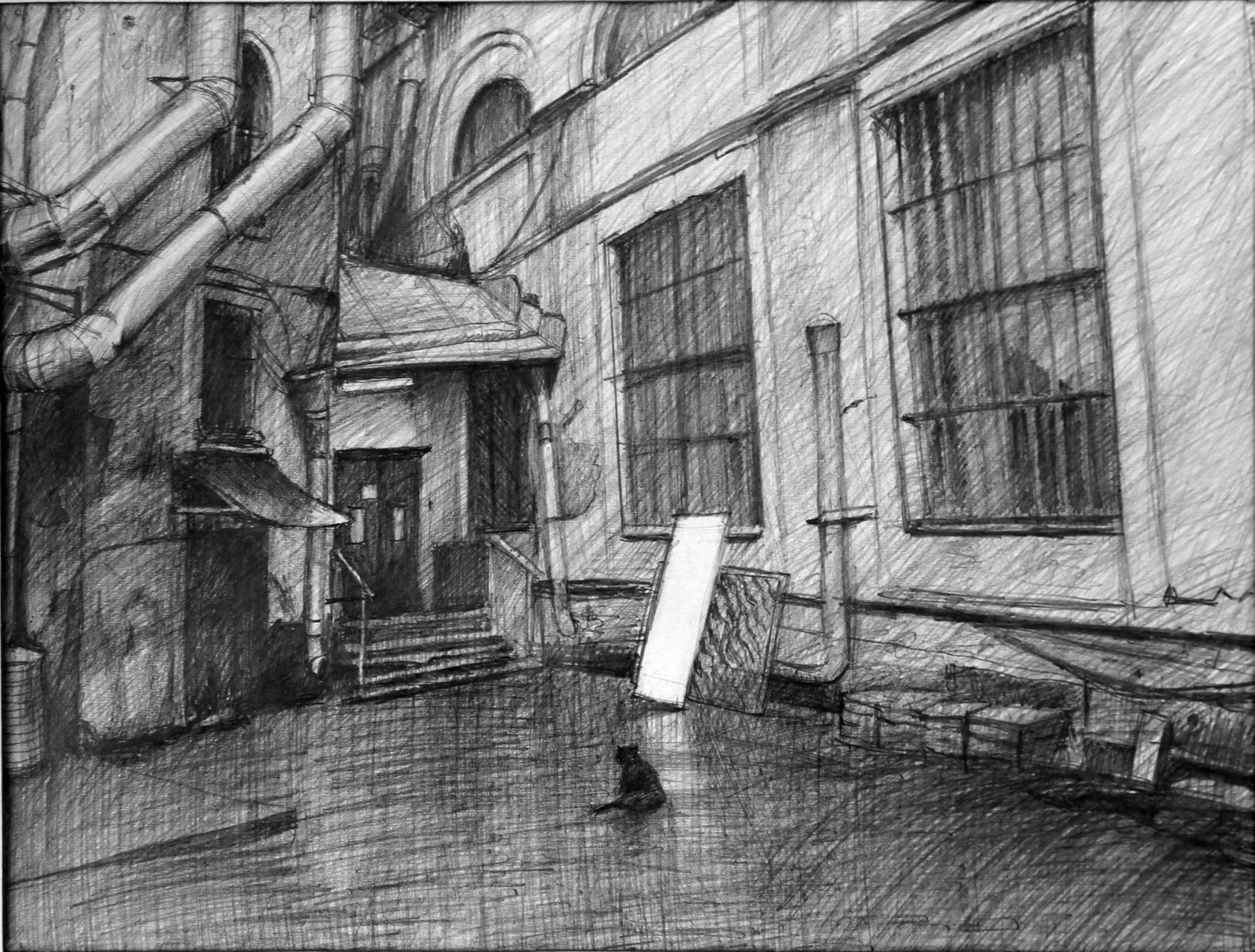 Рисунок подъезда карандашом