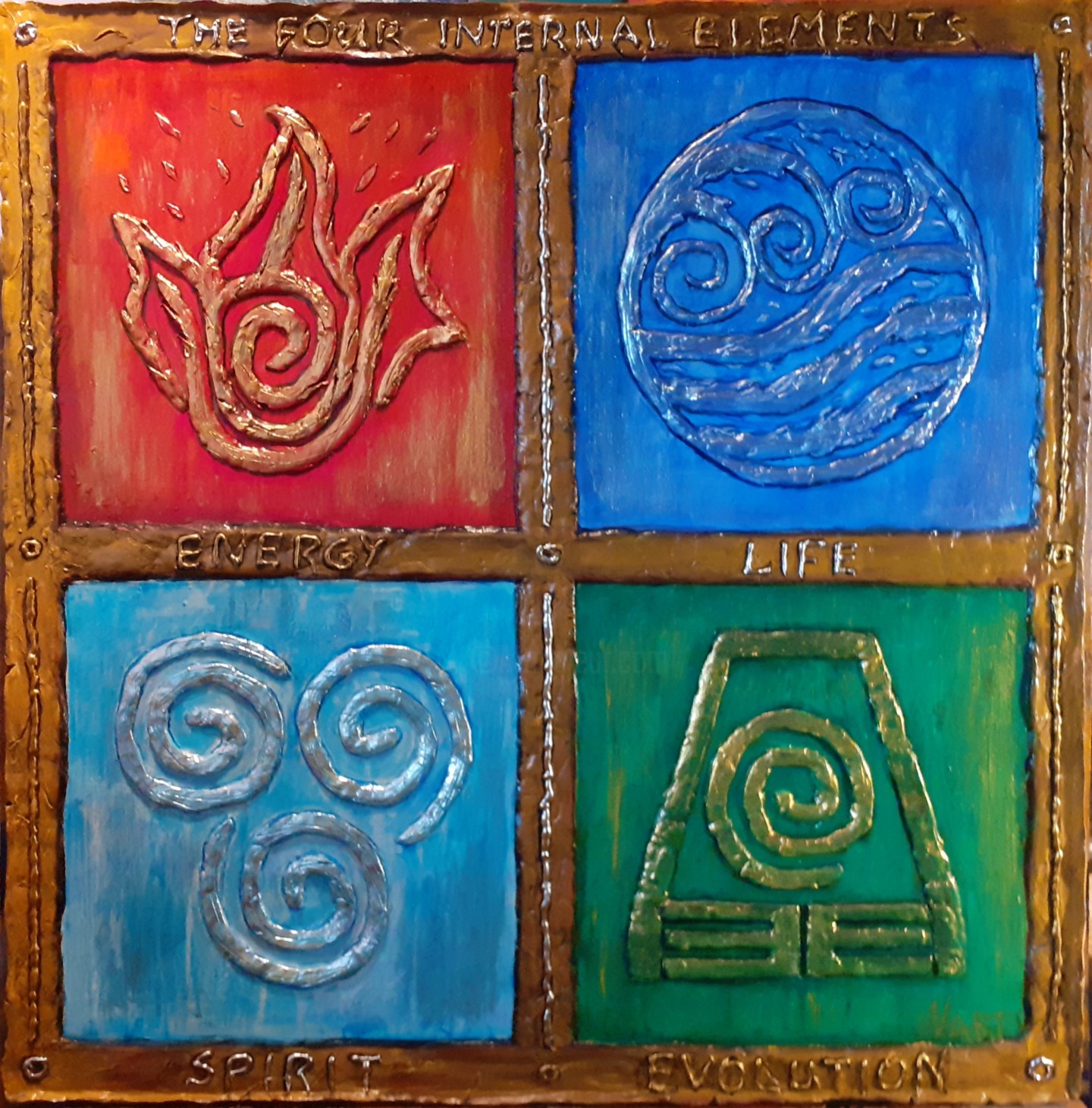 The Four Elements, Malerei von Nefeli Artemisiou (Nefeli Art) | Artmajeur