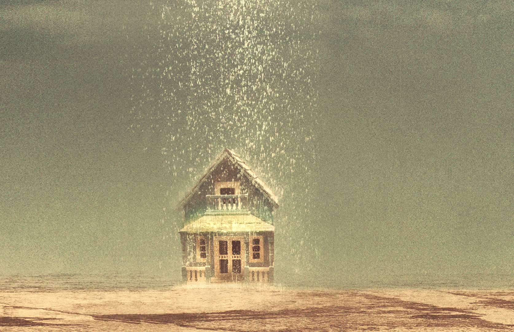 House In Rain, Small, Edition Of 7, Digital Arts by Nikolina Petolas
