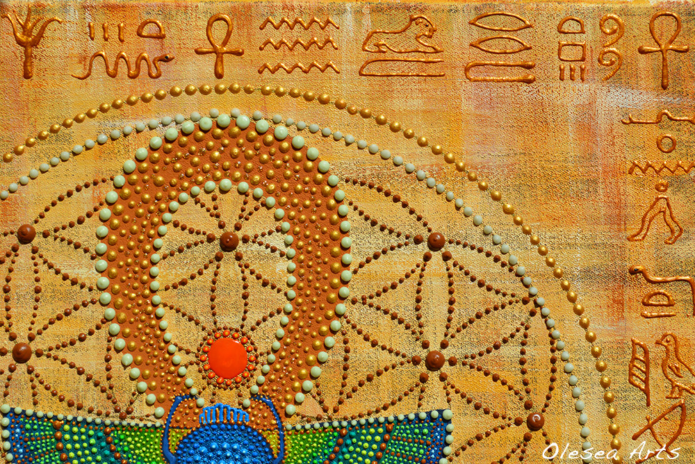 “Eternal Life” Ankh Scarab Glow In The D, Painting by Olesea Arts