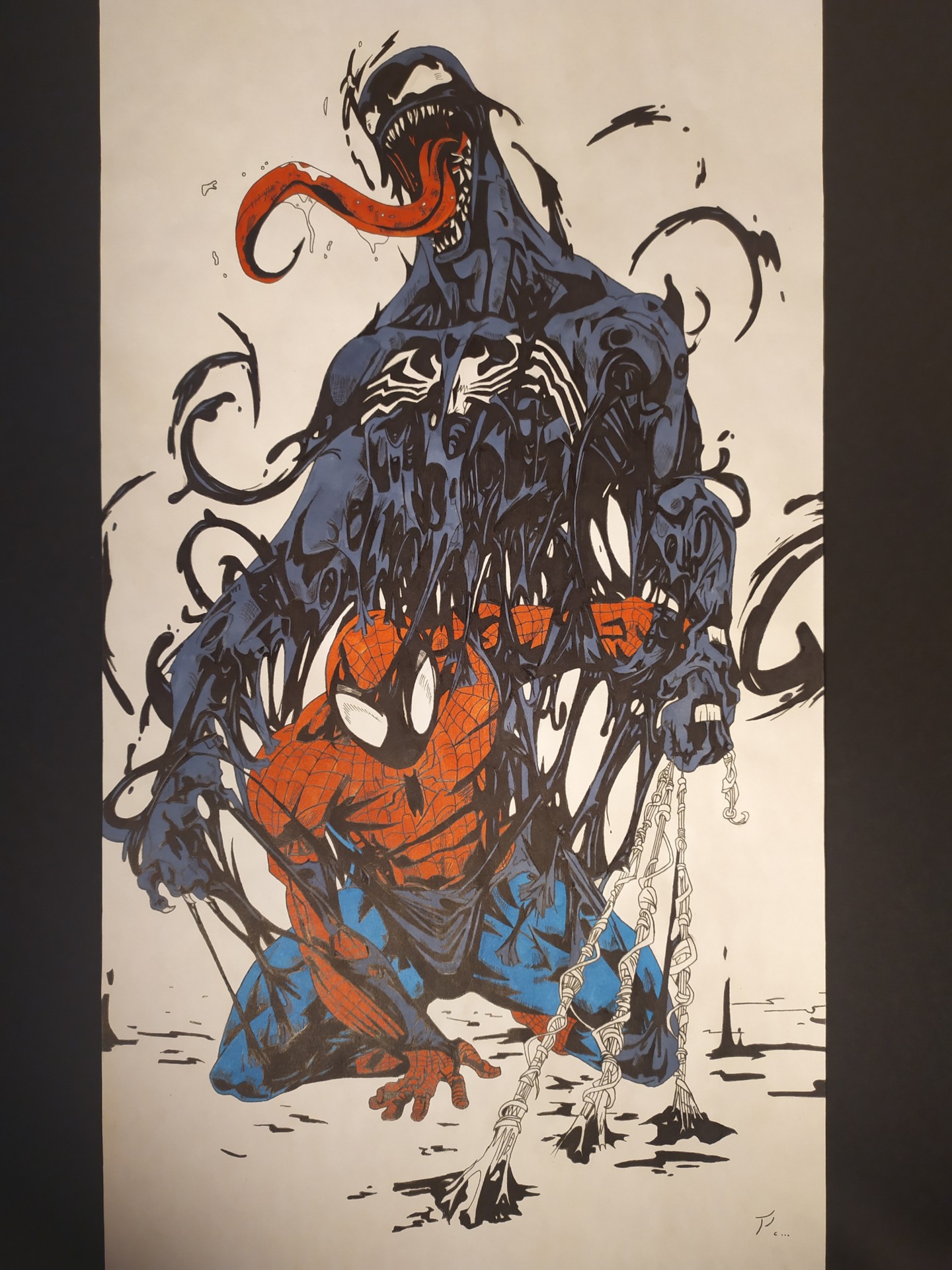 Venom Vs Spider-Man, Drawing by Paul Clair | Artmajeur