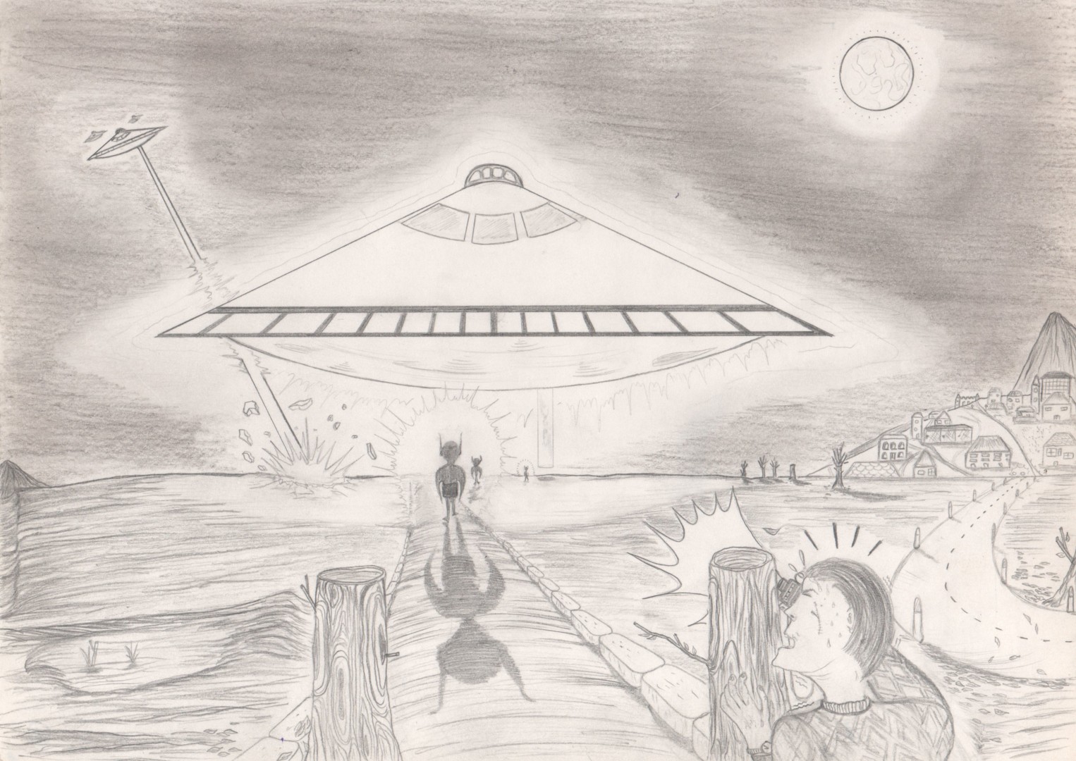 Attaque Extraterrestre, Dibujo por Pascal Boulommier | Artmajeur