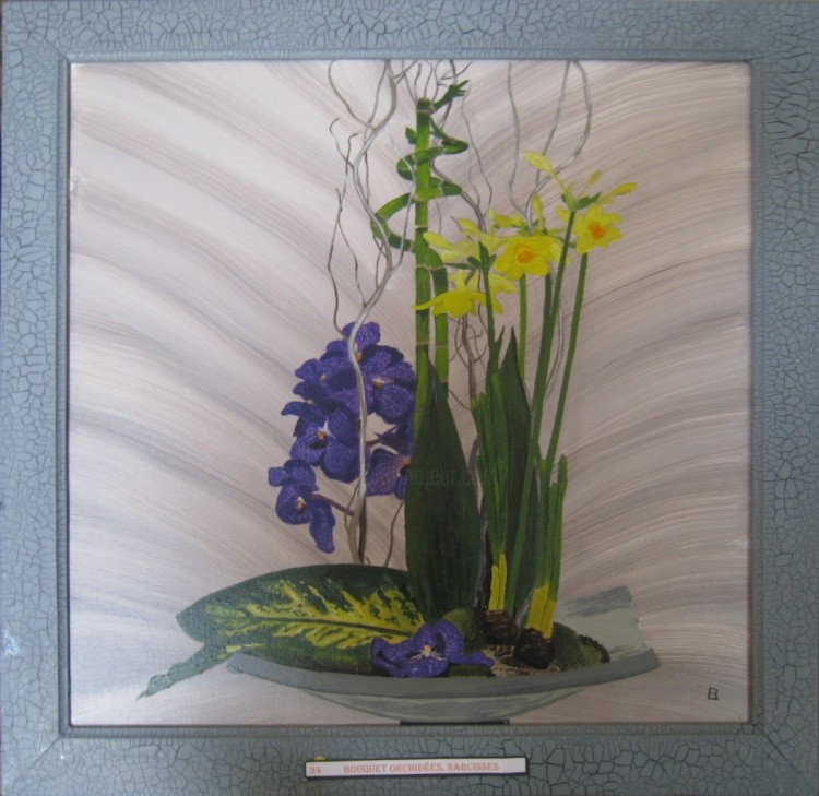 97-Bouquet-Orchidee-Narcisse.jpg, Painting by Bernard Ledoyen | Artmajeur
