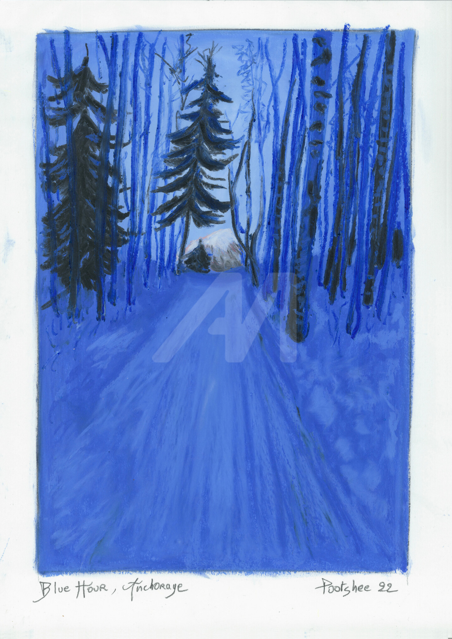 43Blue HourAnchorage, Drawing by Pootshee Artmajeur