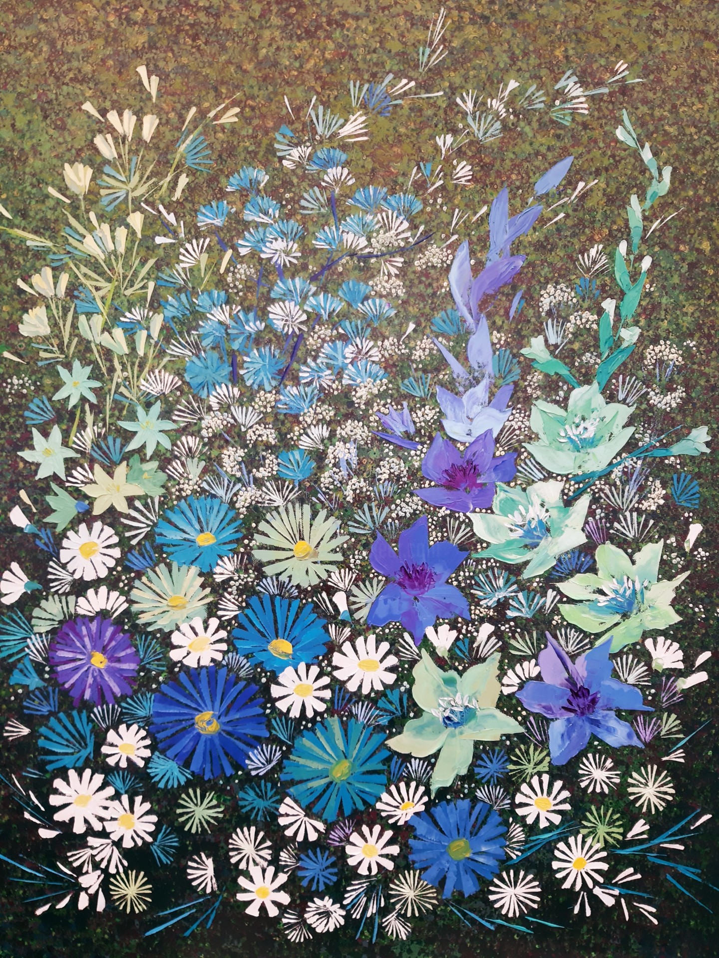 Fleurs Bleues, Painting by Primavera Renard | Artmajeur