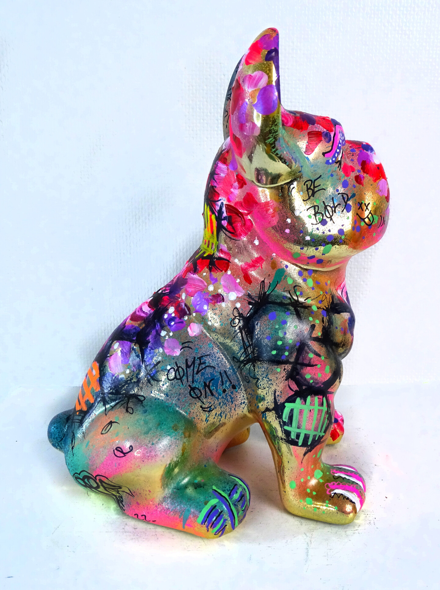 Statue Pop Art Bulldog Unique Graffiti C, Sculptuur door Priscilla