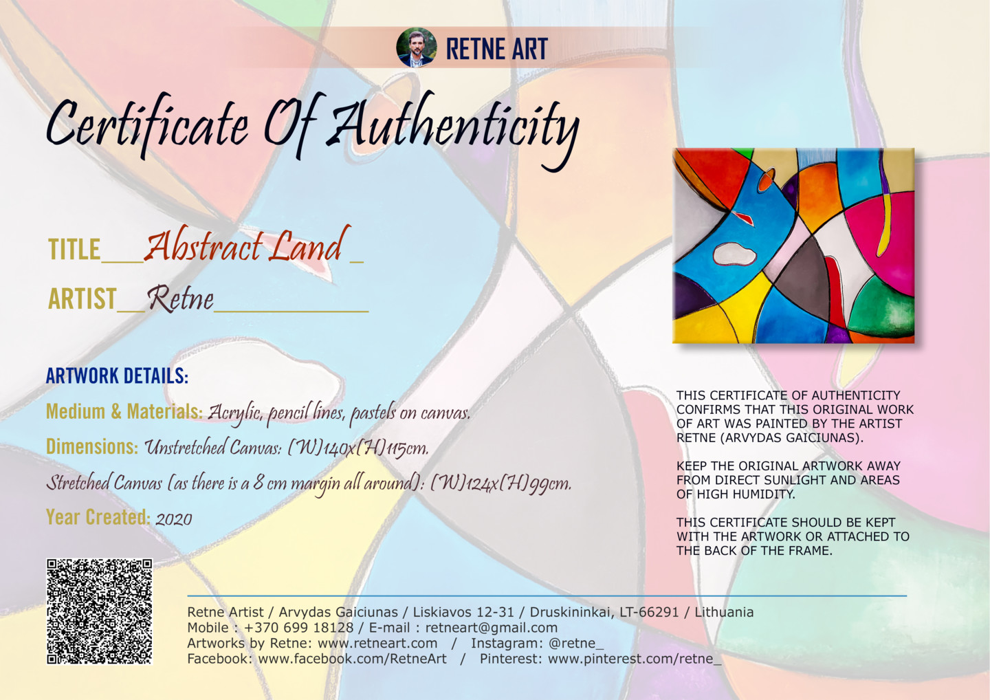 Abstract Land Abstract Painting on Unstretched Canvas. Painting by