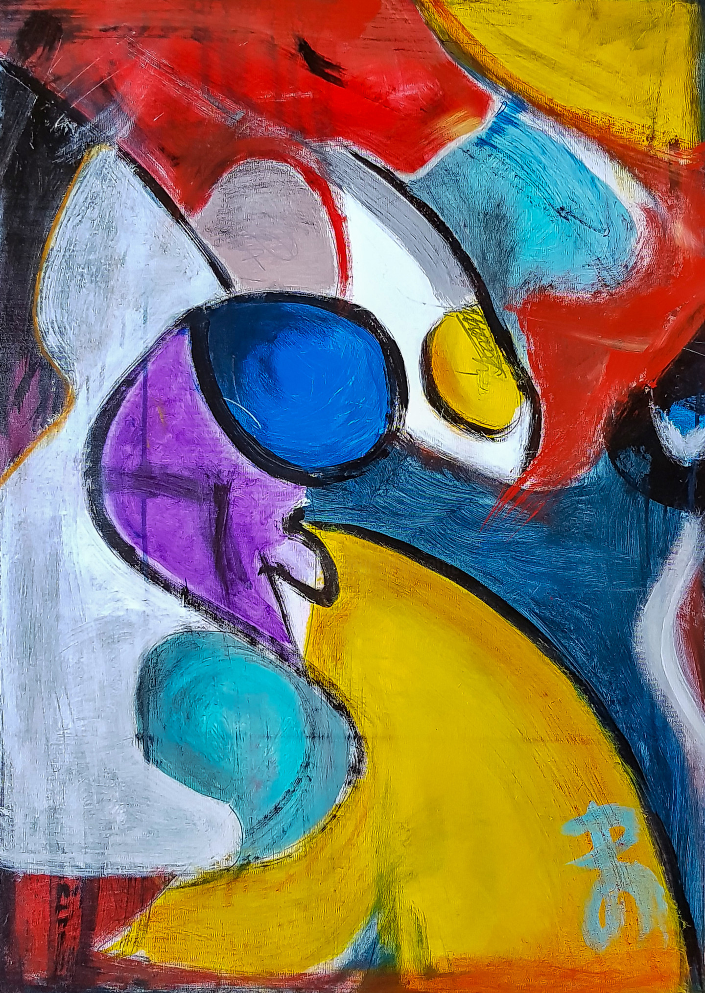 "Usefulness" Abstract Painting on Unstretched Canvas. Painting by