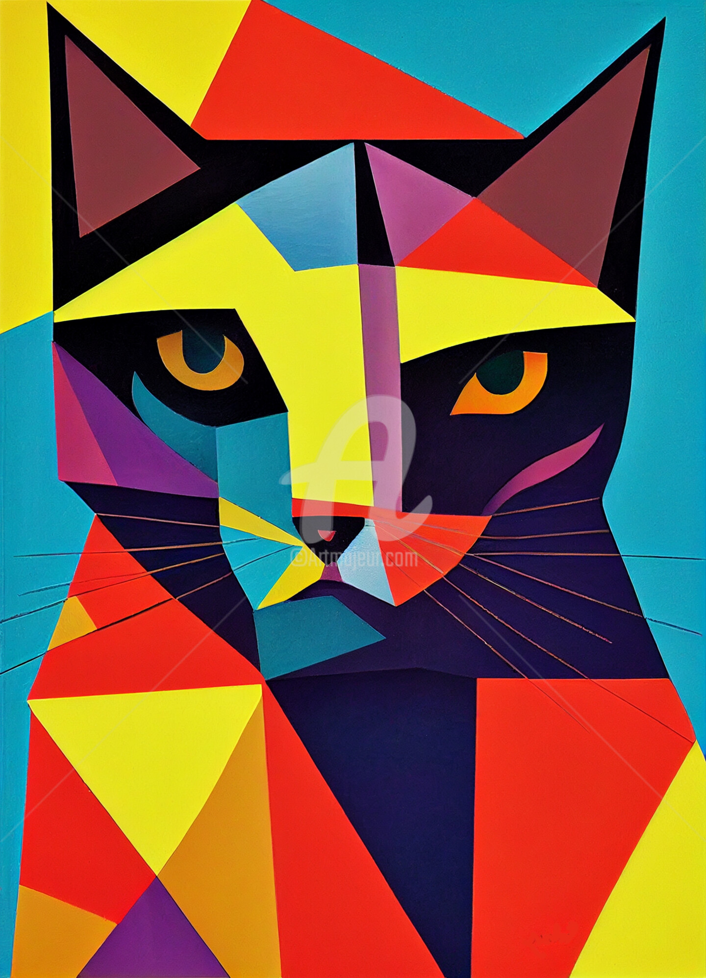 Pintura De Ilustração Digital Criativa Com Personagem De Gato