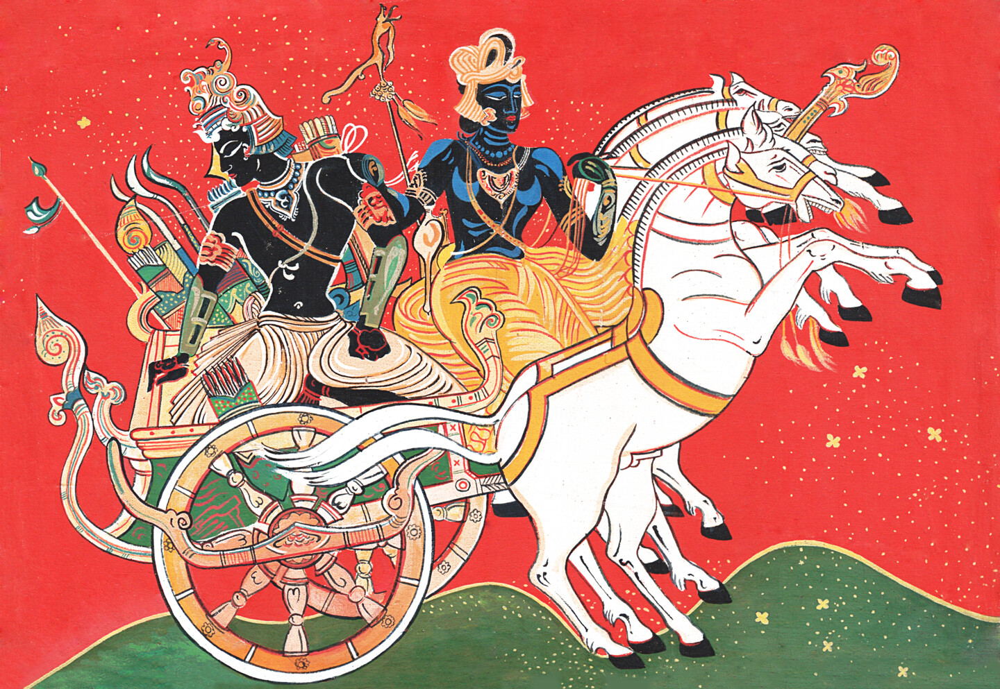 CHARIOT WITH KRISHNA AND ARJUNA Painting by Rohan Rodrigo Artmajeur