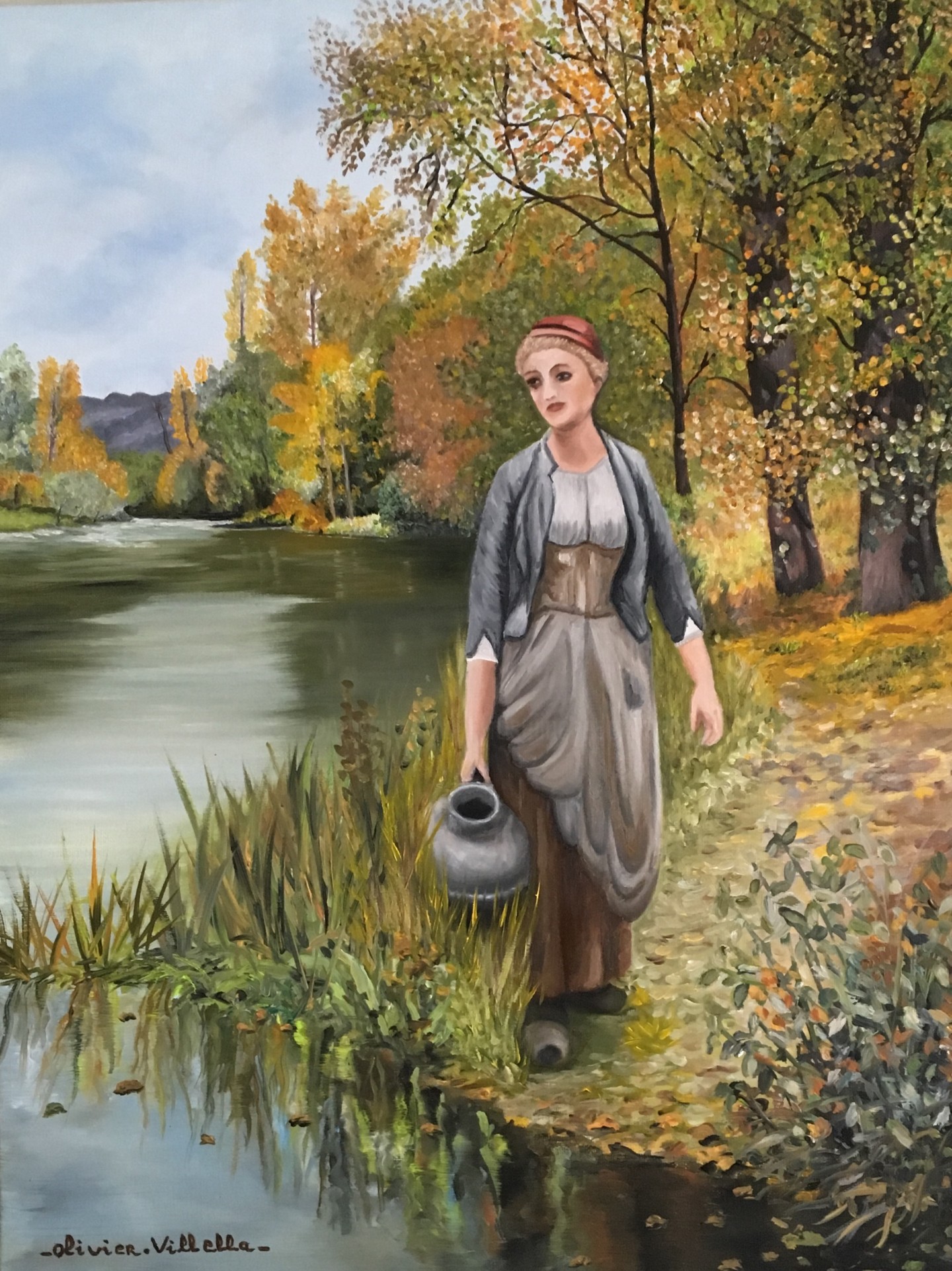Jeune femme avec une cruche d'eau