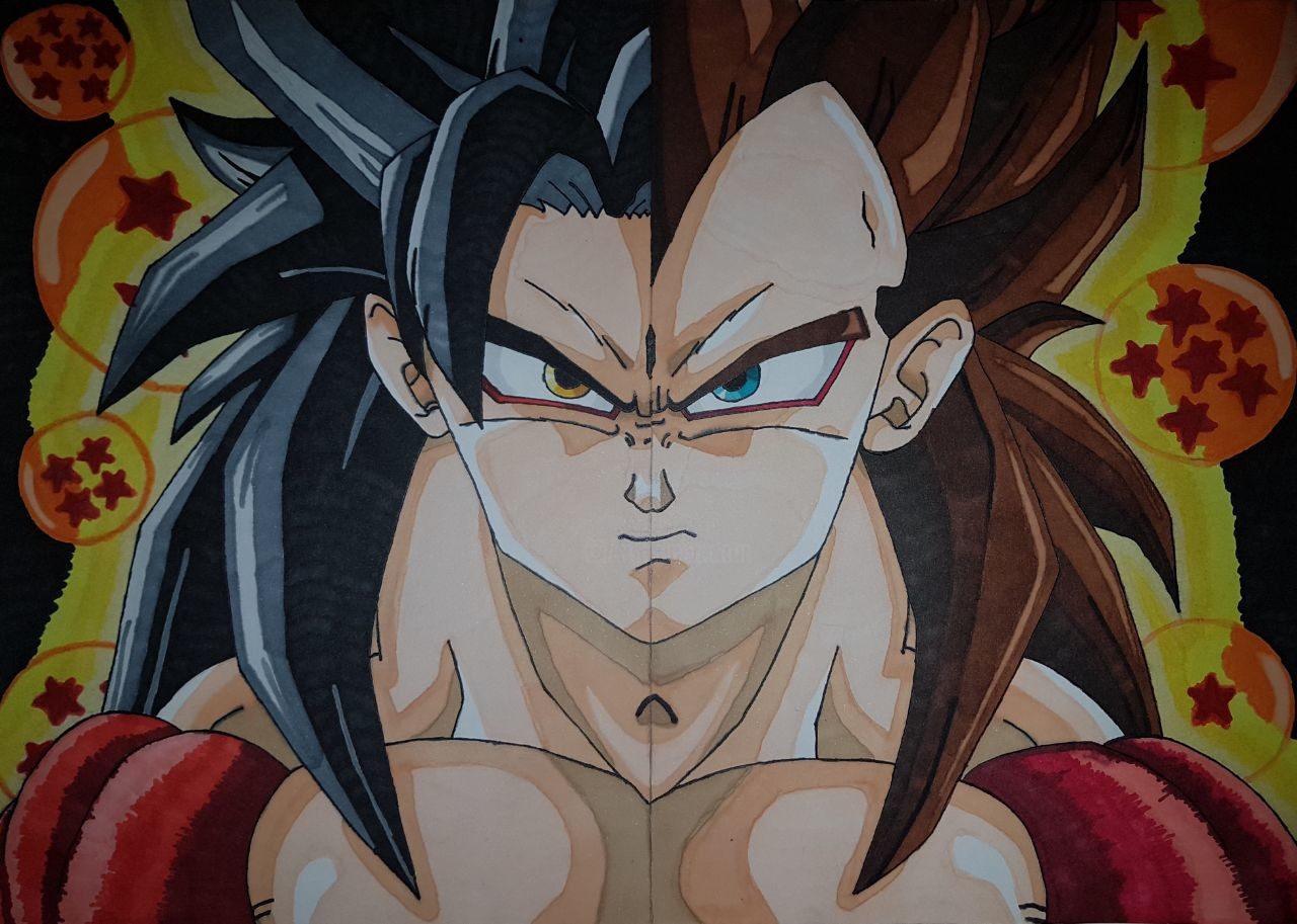 COMO DESENHAR GOKU SUPER SAYAJIN 4 - How to Draw Goku SSJ 4 