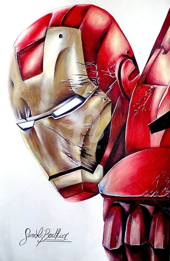 Dessin Iron Man Crayons De Couleurs Dibujo Por Sarah Berthier Artmajeur