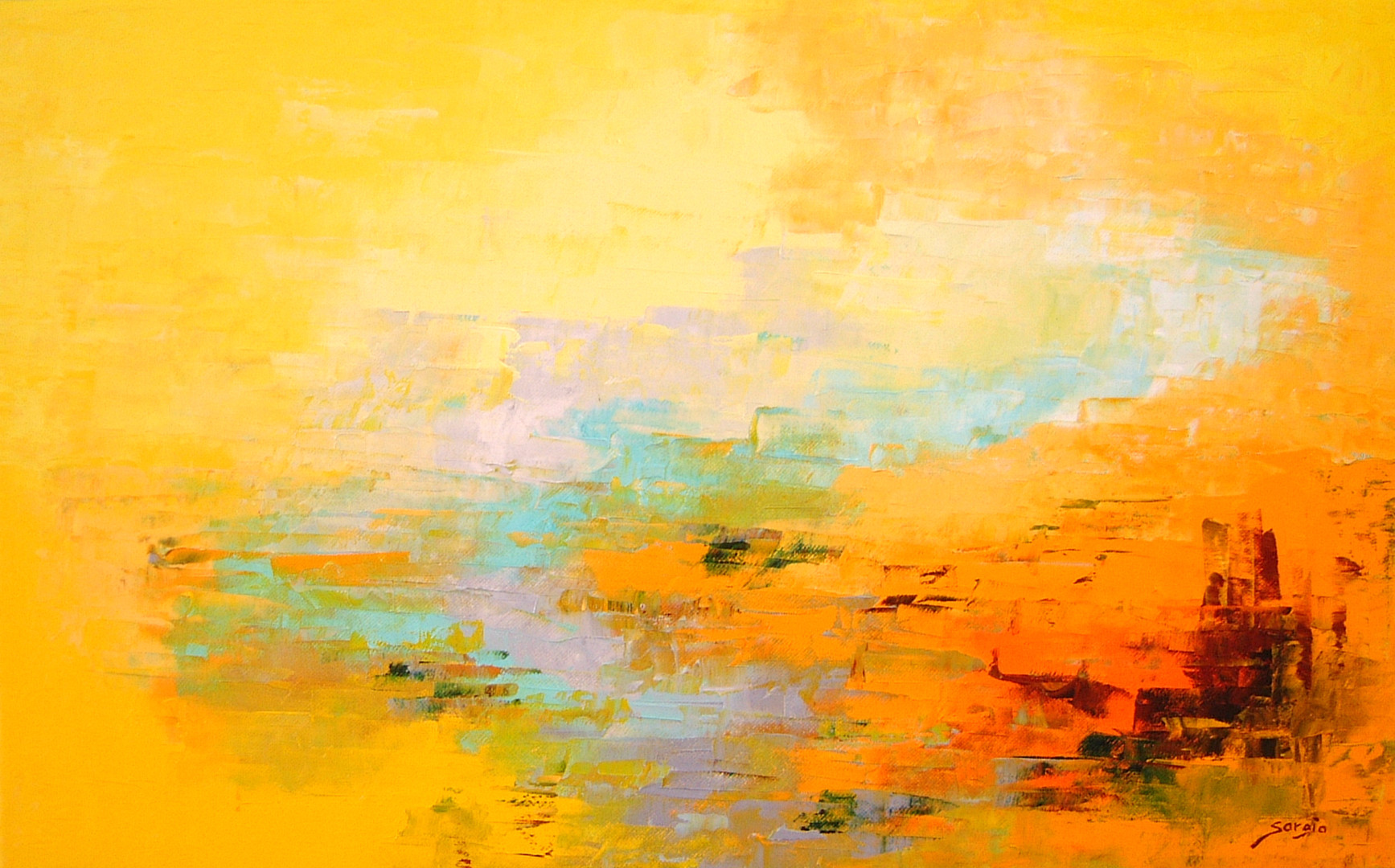 Yellow landscape 2 (87612M) Painting by Saroja La Colorista Artmajeur