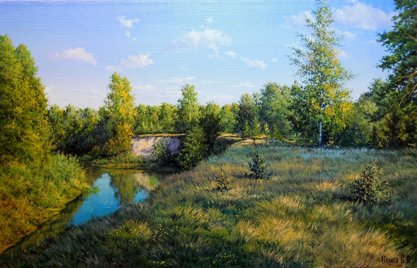 ). как пишется река. пейзаж. писать речка. пейзажи сергея басова.