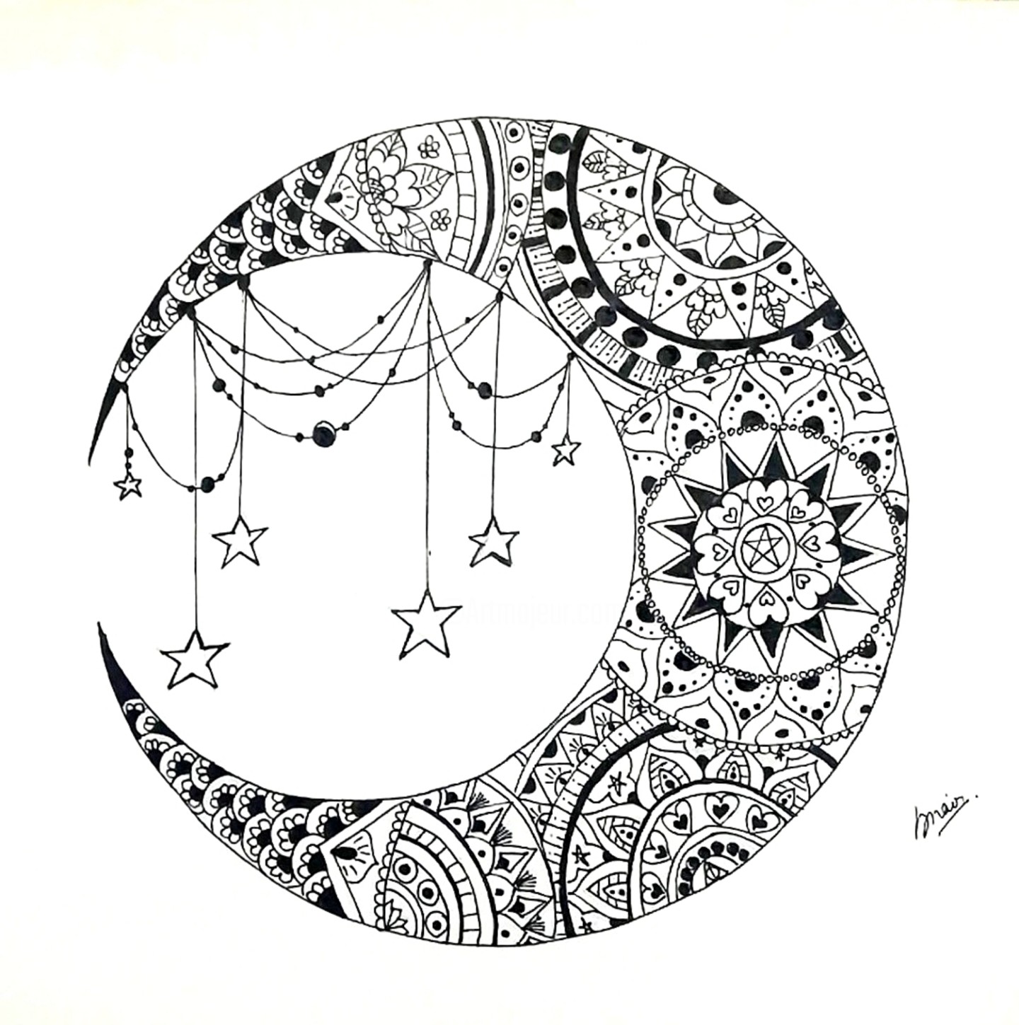 drawing half moon